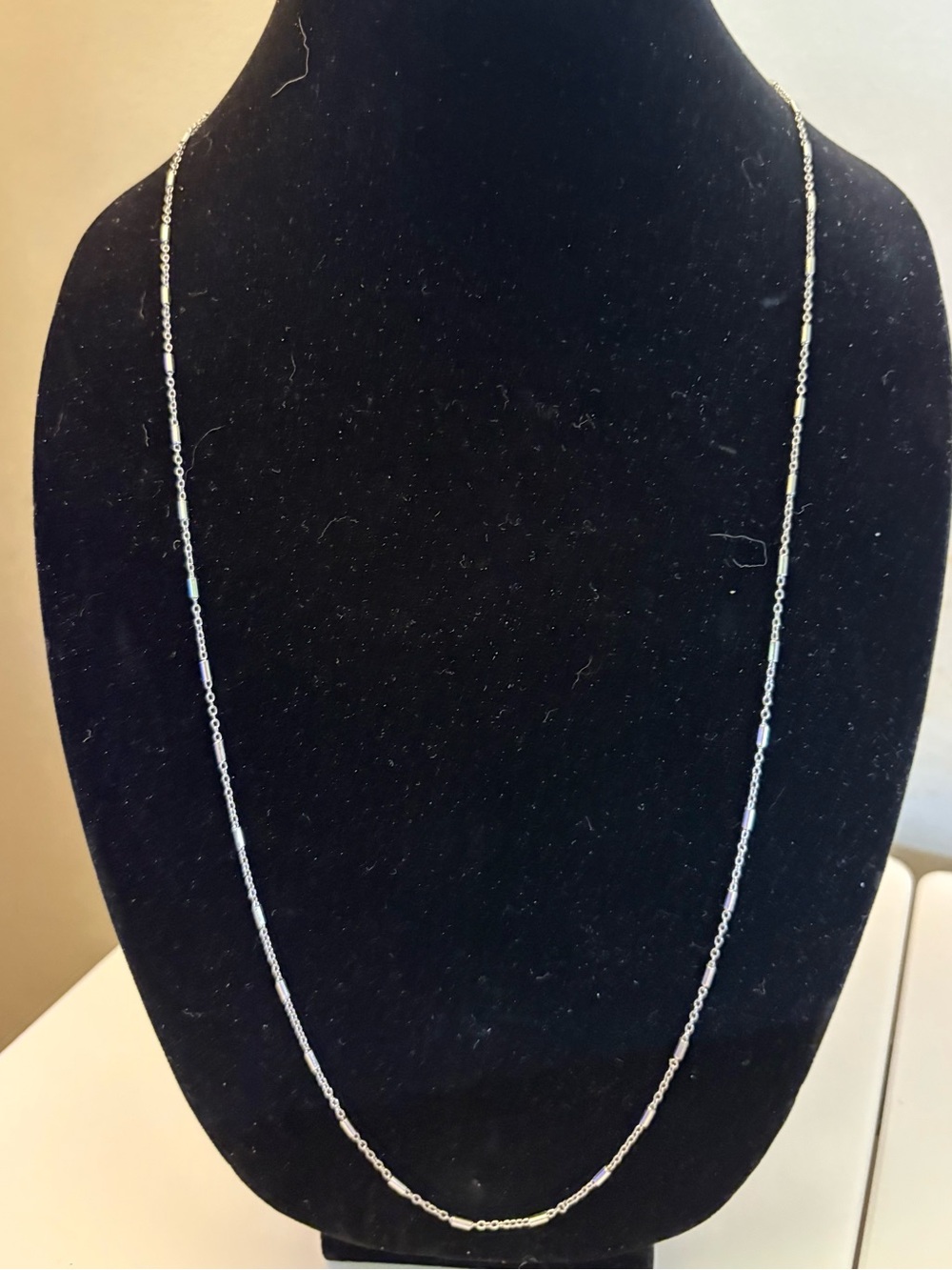 LOFT Ann Taylor Silver Bar and Link  Chain Necklace. 31”